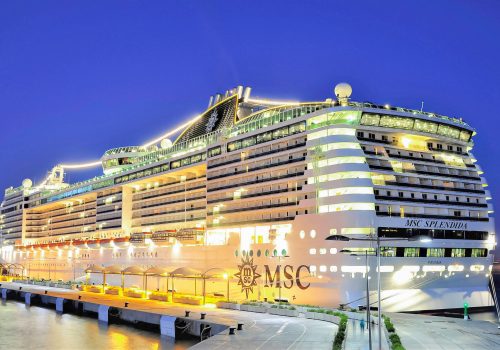 Spain, Baleares, Palma de Mallorca - July 19, 2017: MSC Spendida, cruise ship of the company MSC Cruises in stopover at the port of Palma de Mallorca.